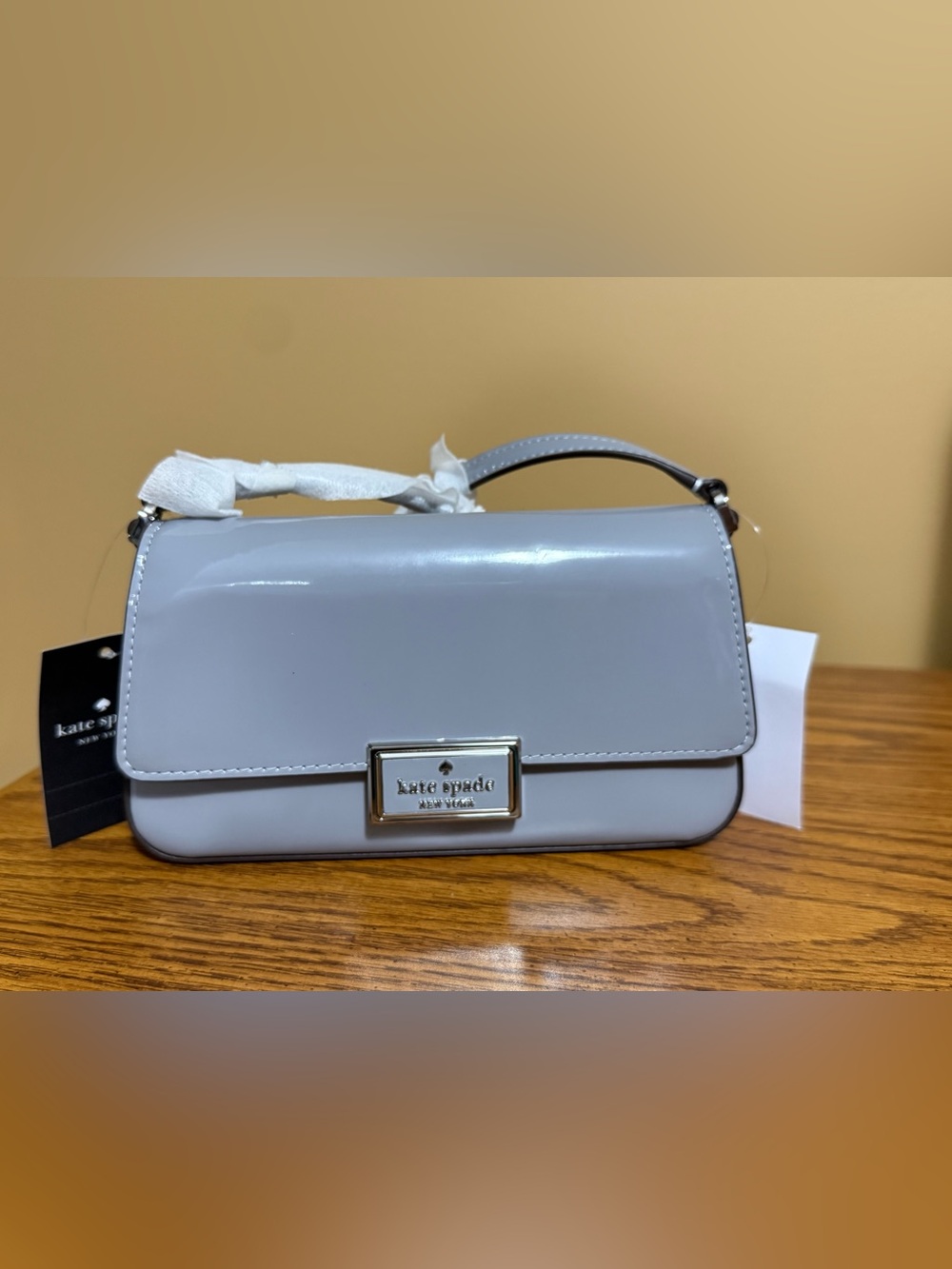 Kate Spade Reegan Patent Fabric Mini Flap
Crossbody in Pavement - NWT